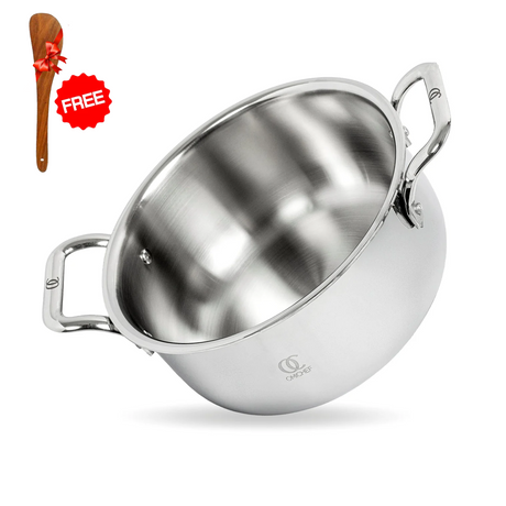 TRIO Sandwich Bottom Stainless Steel Casserole | Dutch Oven | Biryani Pot OmiChef