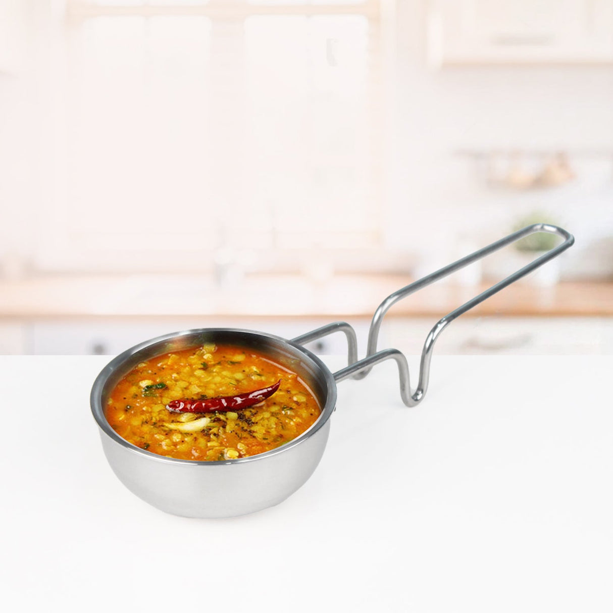 Triply Stainless Steel Tadka Pan Large - 300 ml,11 cm | Balance Design Handle | Vagar Pan for Spice Tempering/Seasoning | Chauk Pan & Induction Friendly Tadkapan OmiChef