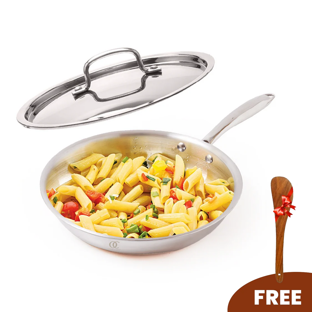 TRIMAX Triply Frying Pan Premium & Durable Stainless Steel Pan with Free Spatula