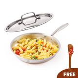 TRIMAX Triply Frying Pan Premium & Durable Stainless Steel Pan with Free Spatula