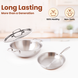 TRIMAX Triply Cookware Kadhai-Frypan Combo Cookware Set with Free Spatula -Premium Quality OmiChef