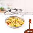 TRIMAX Triply Frying Pan Premium & Durable Stainless Steel Pan with Free Spatula OmiChef