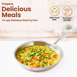 TRIMAX Triply Frying Pan Premium & Durable Stainless Steel Pan with Free Spatula OmiChef