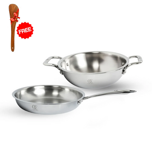 TRIMAX Triply Cookware Kadhai-Frypan Combo Cookware Set with Free Spatula -Premium Quality