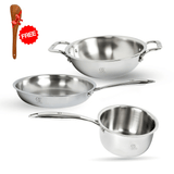 TRIMAX Triply Cookware Kadhai- Frypan - Saucepan Combo Set with Spatula Premium Quality OmiChef