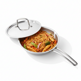 TRIMAX Triply Frying Pan 22 cm | Premium Stainless Steel Frypan with Oval Wire Handle | Induction Friendly & Durable