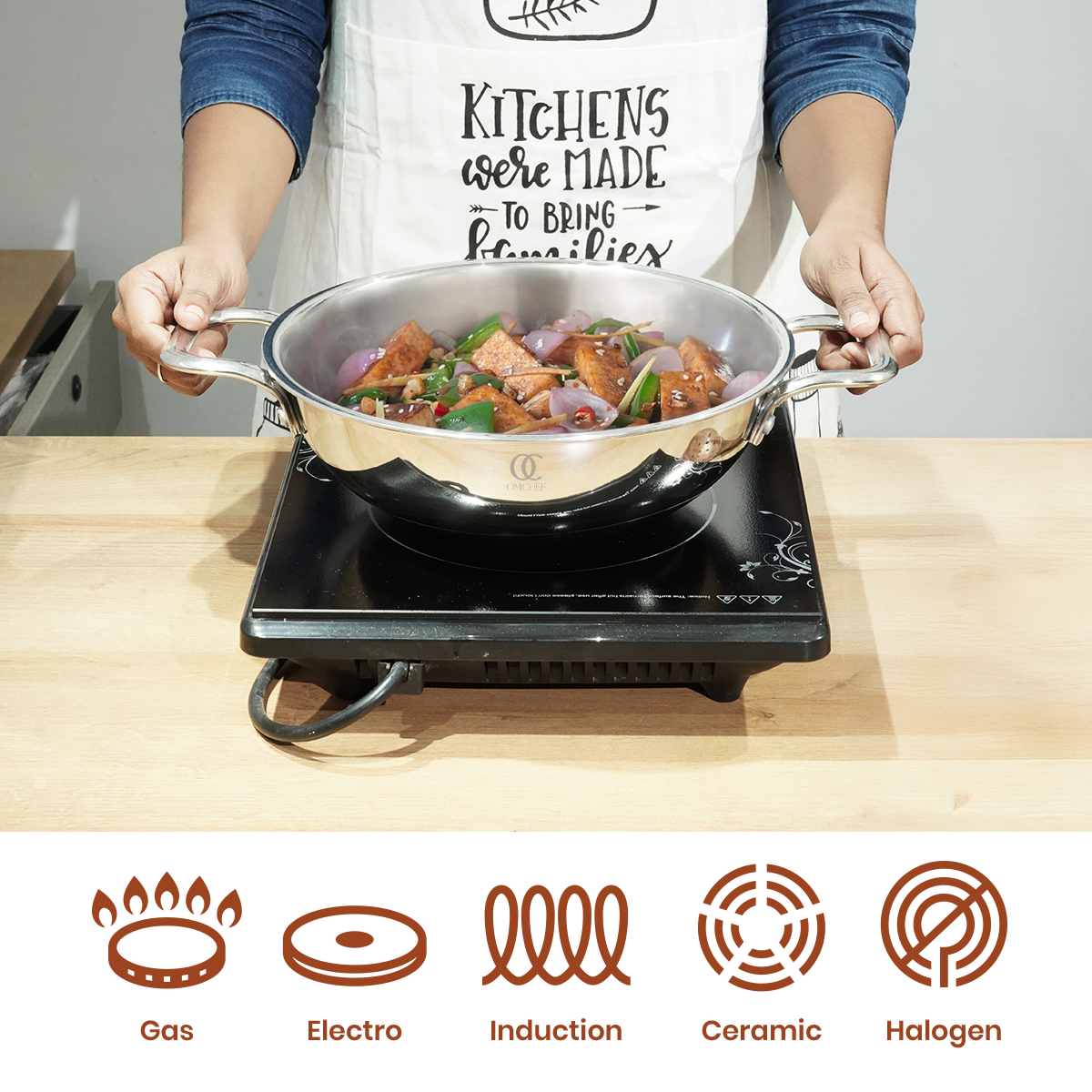 TRIMAX Triply Cookware Kadhai-Frypan Combo Cookware Set with Free Spatula -Premium Quality OmiChef