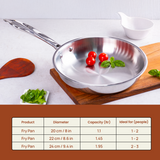 TRIMAX Triply Frying Pan Premium & Durable Stainless Steel Pan with Free Spatula OmiChef