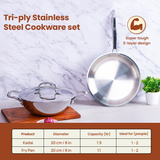 TRIMAX Triply Cookware Kadhai-Frypan Combo Cookware Set with Free Spatula -Premium Quality OmiChef