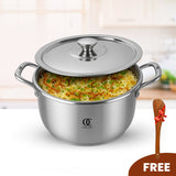 TRIO Sandwich Bottom Stainless Steel Casserole | Dutch Oven | Biryani Pot OmiChef
