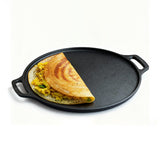 Omichef Pre-Seasoned Cast Iron Dosa Tawa 30.1 cm / 11.9 Inch (3 kg) | Heavy Duty Flat Tawa for Crispy Dosa, Chilla & Paratha | Gas & Induction Friendly