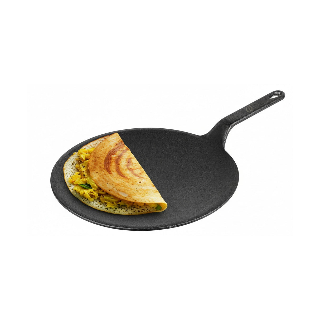 Omichef Cast Iron Roti Tawa | Flat Pre-Seasoned Tawa for Roti, Paratha & Chapati | Even Heat | Gas & Induction Compatible