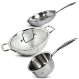 TRIMAX Triply Cookware Kadhai- Frypan - Saucepan Combo Set with Spatula Premium Quality OmiChef