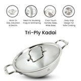 TRIMAX Triply Cookware Kadhai- Frypan - Saucepan Combo Set with Spatula Premium Quality OmiChef