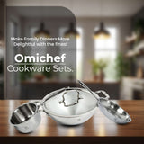 TRIMAX Triply Cookware Kadhai- Frypan - Saucepan Combo Set with Spatula Premium Quality OmiChef