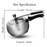Trio Sandwich Bottom Stainless Steel Pressure Cooker - Inner Lid Induction & Gas Compatible OmiChef