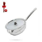 TRIO Sandwich Bottom Stainless Steel Frypan with Free Spatula -Induction Compatible OmiChef