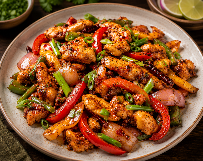 Spicy Chicken Stir Fry (High Heat Sauté Cooking)