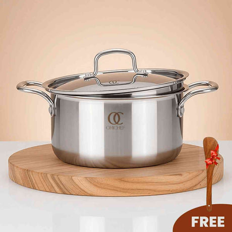 Omichef Triply Casserole stainless steel cookware with lid for daily cooking