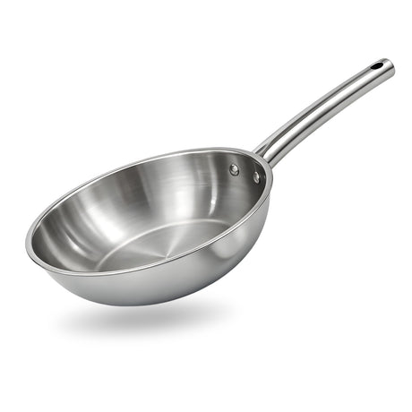 Triply Stainless Steel Wok with Pipe Handles