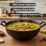 Premium Cast Iron Kadai for Cooking | Heavy-Duty Iron Kadhai for Frying & Curry | Deep, Durable & Even-Heating Cookware