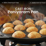 Omichef Cast Iron Paniyaram Pan | 12 Pit | Durable, Even-Heat Cast Iron