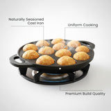 Omichef Cast Iron Paniyaram Pan | 12 Pit | Durable, Even-Heat Cast Iron
