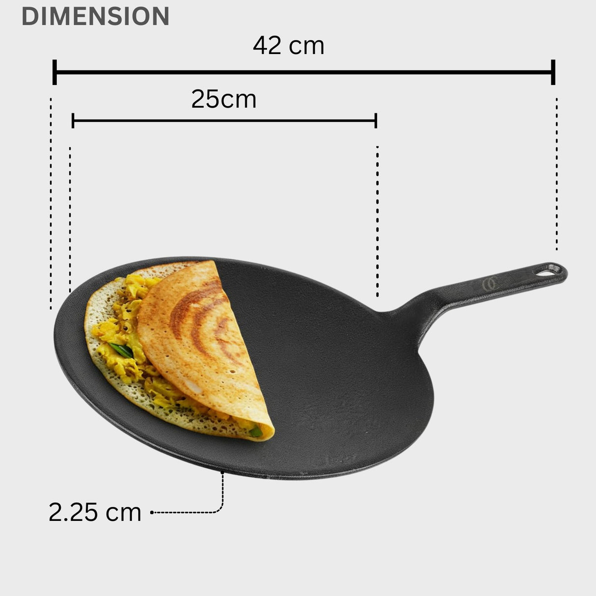 Omichef Cast Iron Roti Tawa | Flat Pre-Seasoned Tawa for Roti, Paratha & Chapati | Even Heat | Gas & Induction Compatible