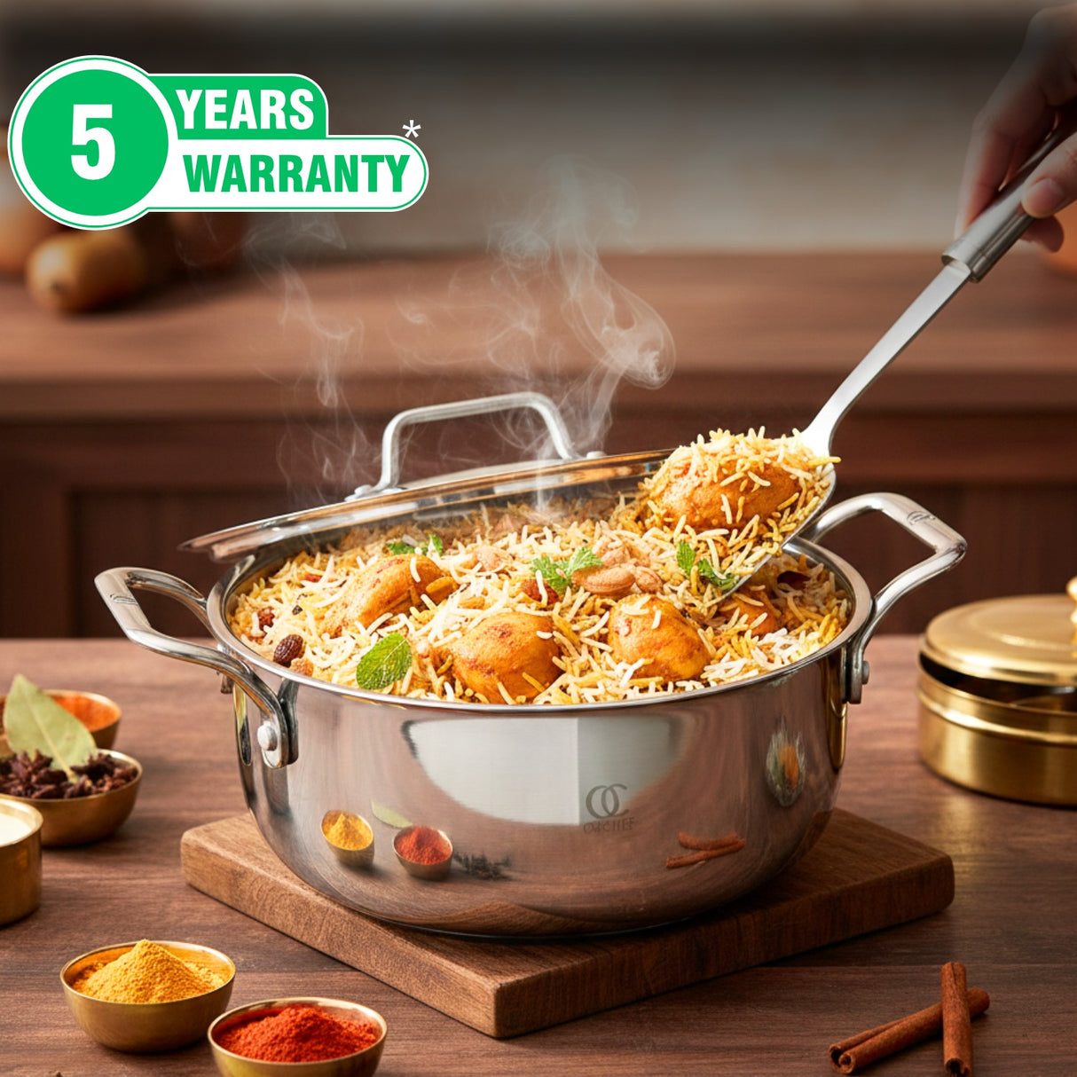 TRIMAX Triply Casserole/Dutch Oven/Biryani Pot with Free Spatula