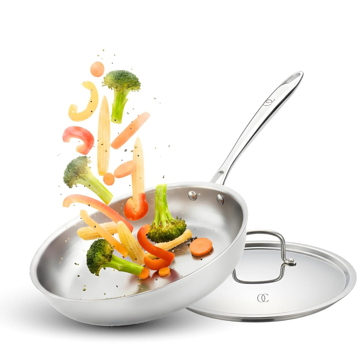 TRIMAX Triply Frying Pan Premium & Durable Stainless Steel Pan with Free Spatula