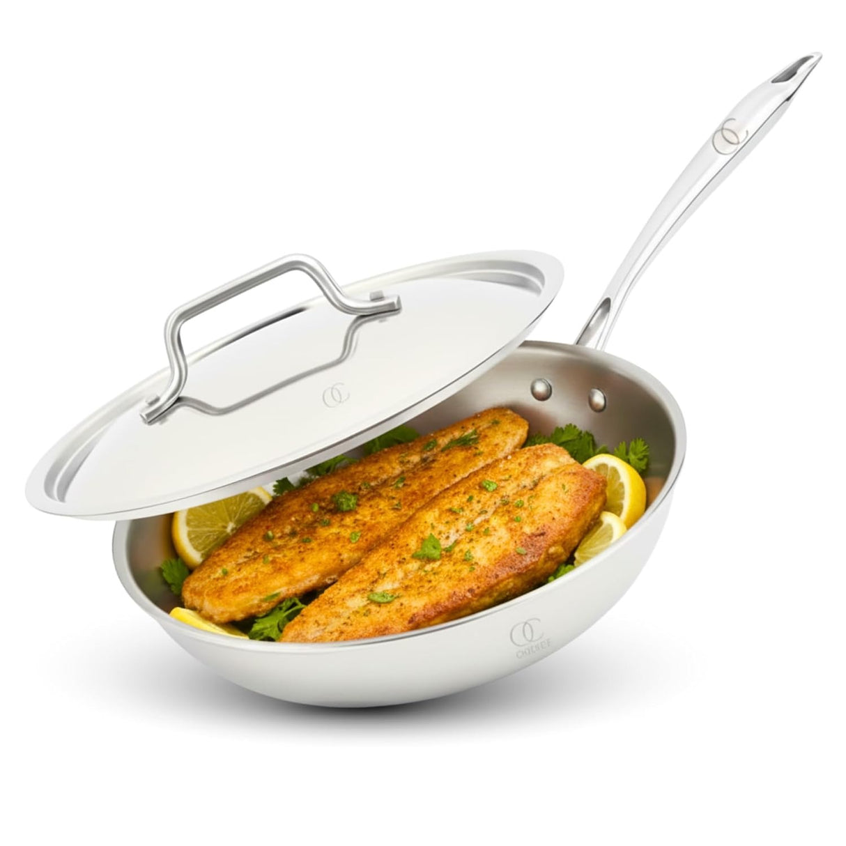 TRIMAX Triply Frying Pan Premium & Durable Stainless Steel Pan with Free Spatula