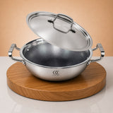 Non-Stick Triply Steel Honeycomb Kadai With Lid