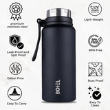 Black Marshal Double Wall Steel Water Bottle | Hot or Cold for 24 Hours Flask 1000 ML