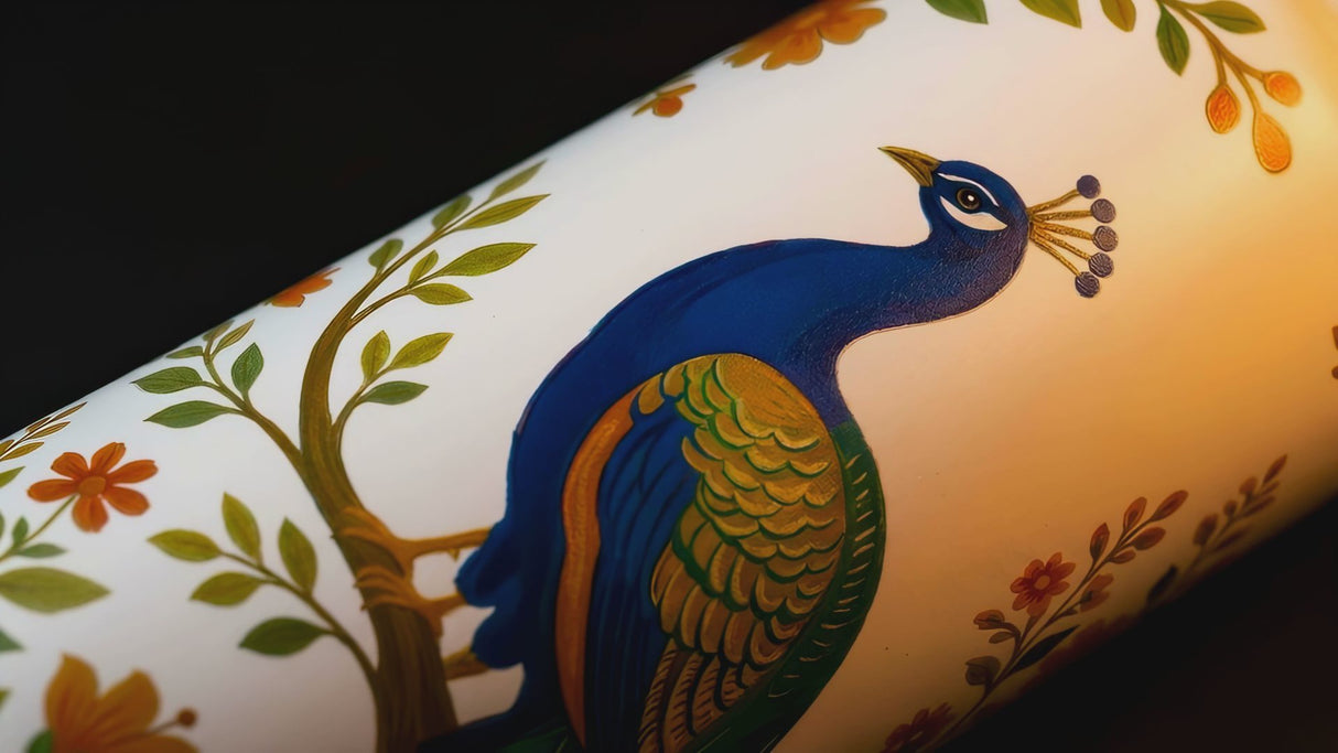 Omichef Stainless Steel Single Wall Peacock Floral Print 1000ML
